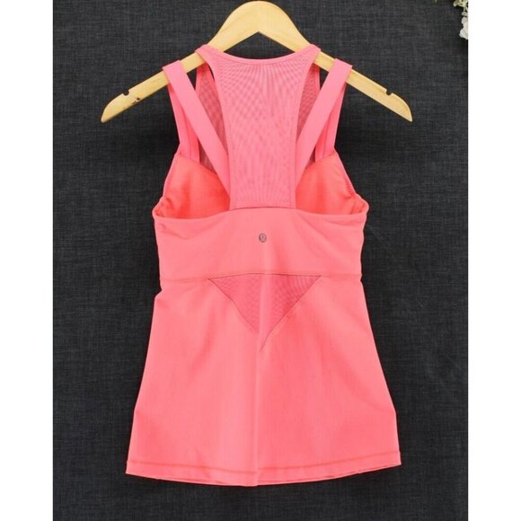 Lululemon Women's Running In The City Tank Mesh Pullover Grapefruit Sz 4 - Picture 2 of 7